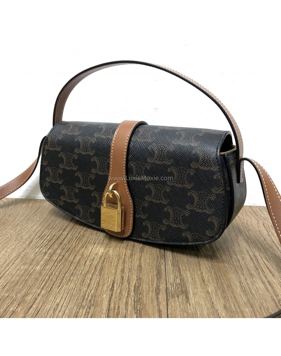 CELINE Clutch on Strap Tabou in Triomphe Canvas and Calfskin